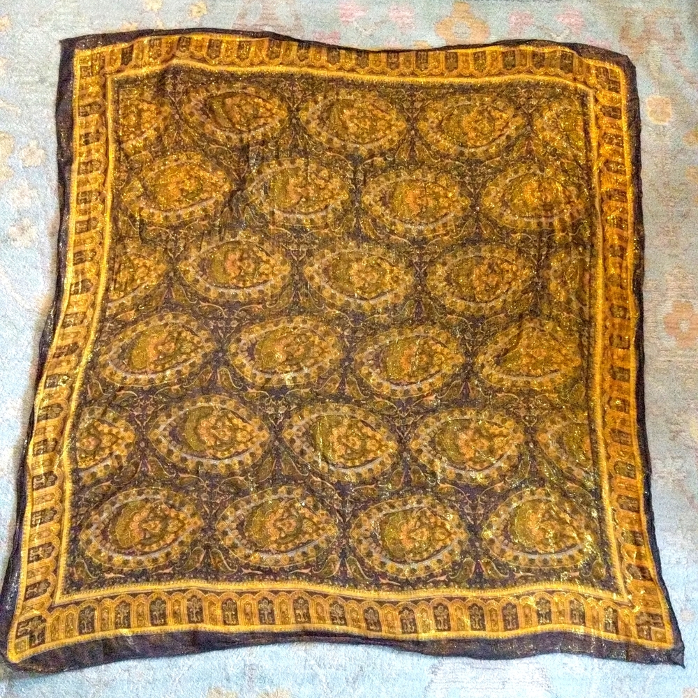 Vintage Gold thread foulard scarf